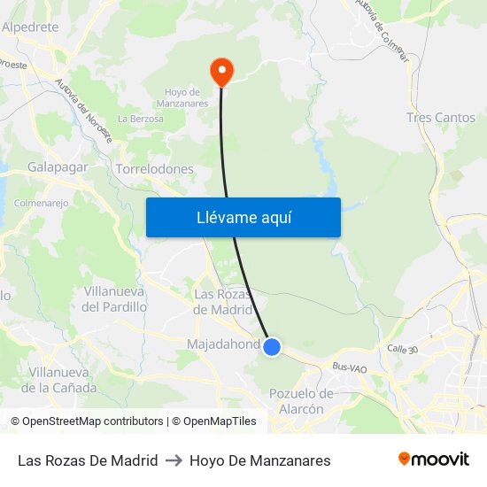 Las Rozas De Madrid to Hoyo De Manzanares map