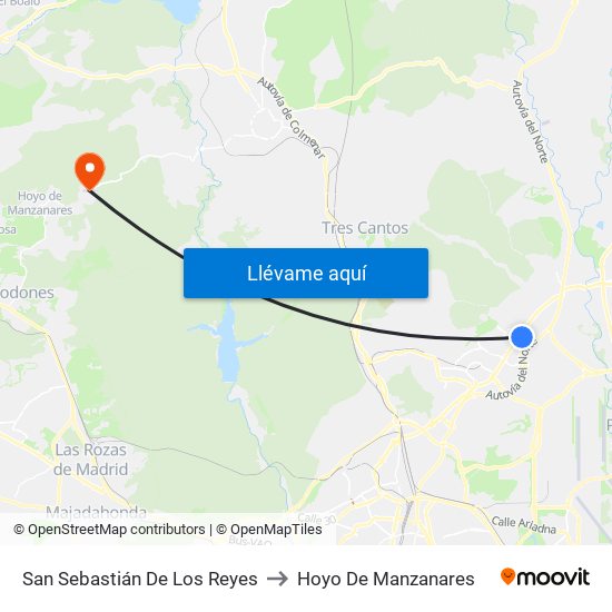 San Sebastián De Los Reyes to Hoyo De Manzanares map
