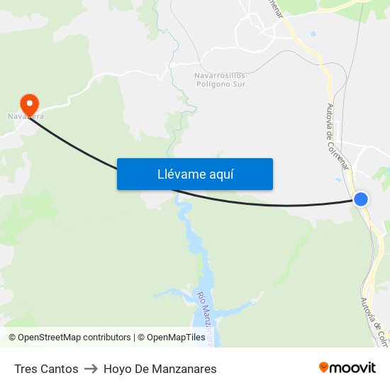 Tres Cantos to Hoyo De Manzanares map