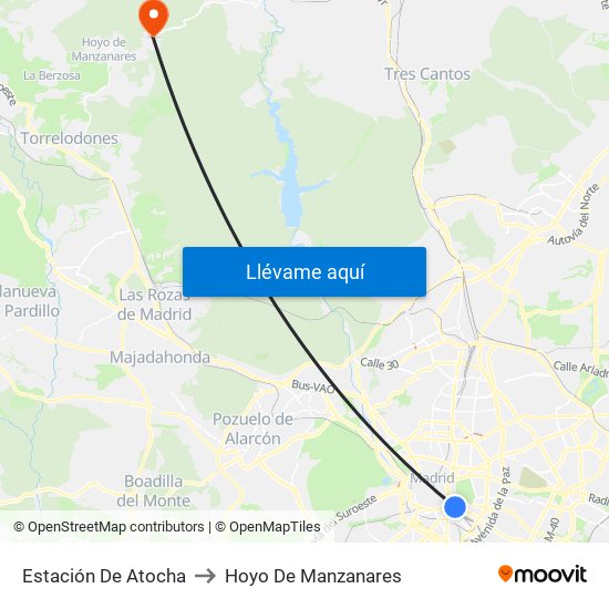 Estación De Atocha to Hoyo De Manzanares map