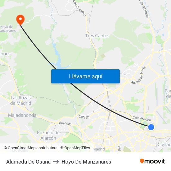Alameda De Osuna to Hoyo De Manzanares map