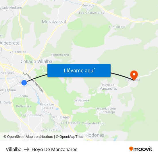 Villalba to Hoyo De Manzanares map