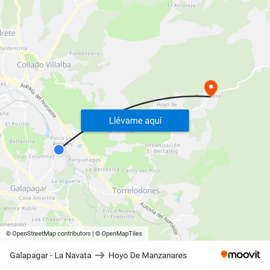 Galapagar - La Navata to Hoyo De Manzanares map