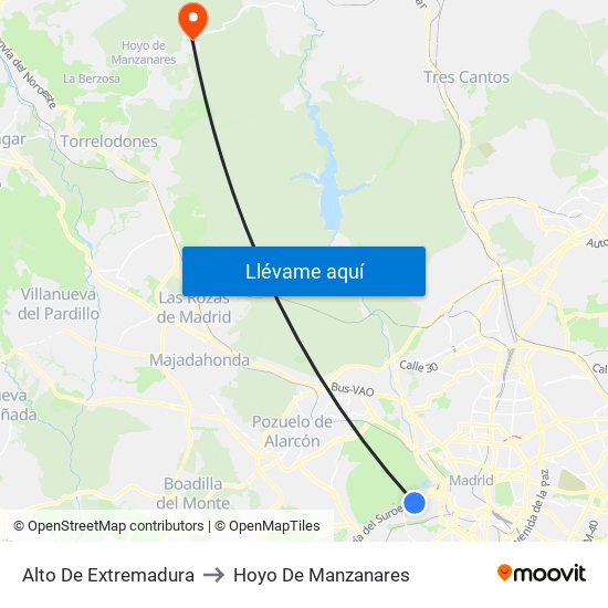 Alto De Extremadura to Hoyo De Manzanares map
