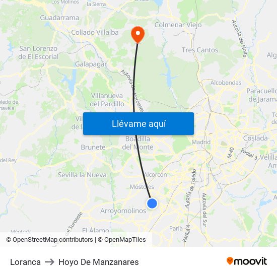 Loranca to Hoyo De Manzanares map