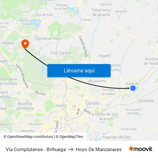 Vía Complutense - Brihuega to Hoyo De Manzanares map