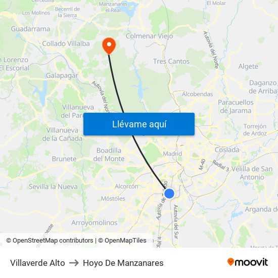 Villaverde Alto to Hoyo De Manzanares map