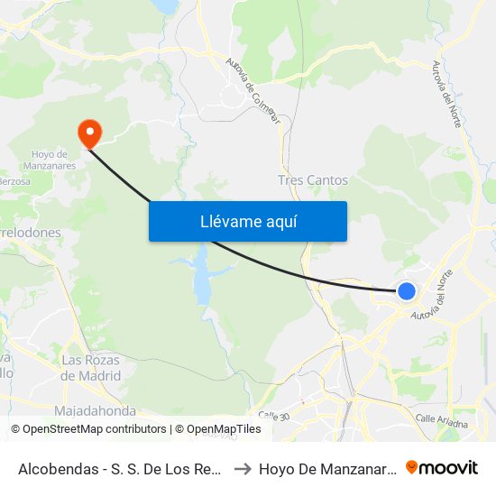 Alcobendas - S. S. De Los Reyes to Hoyo De Manzanares map