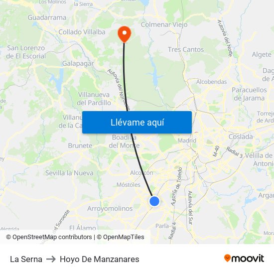 La Serna to Hoyo De Manzanares map
