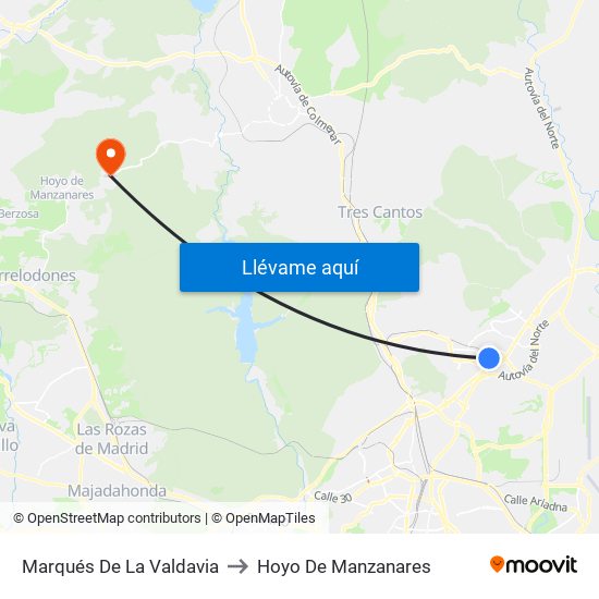 Marqués De La Valdavia to Hoyo De Manzanares map