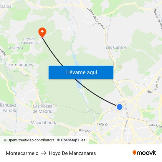 Montecarmelo to Hoyo De Manzanares map