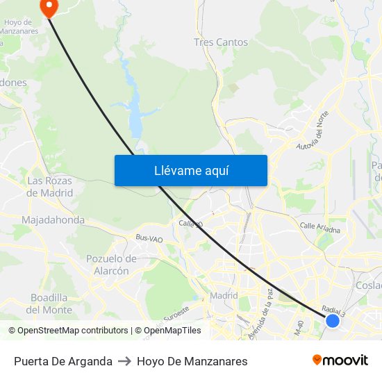 Puerta De Arganda to Hoyo De Manzanares map