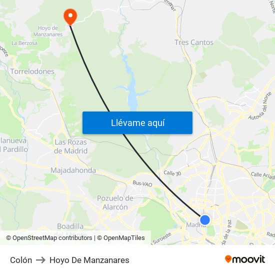 Colón to Hoyo De Manzanares map