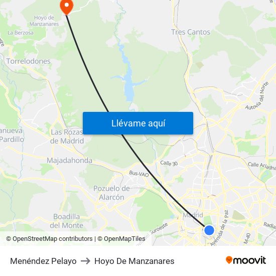 Menéndez Pelayo to Hoyo De Manzanares map