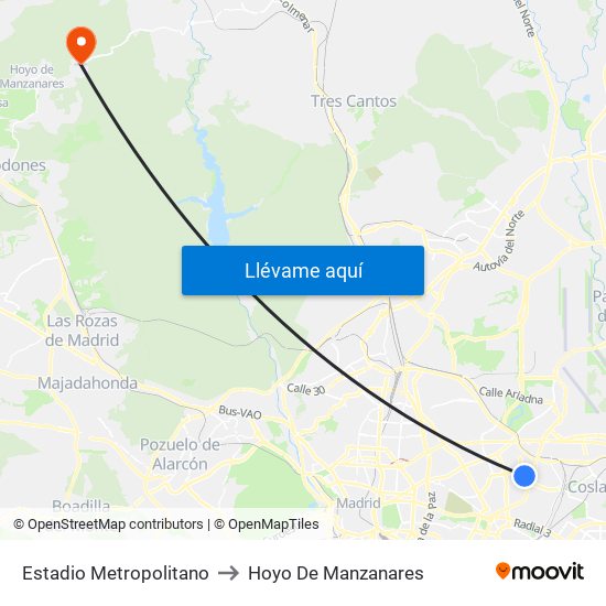 Estadio Metropolitano to Hoyo De Manzanares map