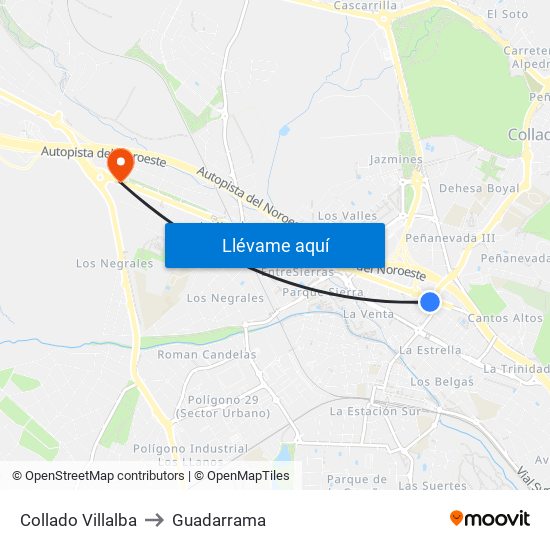 Collado Villalba to Guadarrama map