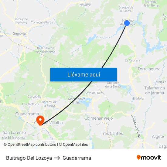 Buitrago Del Lozoya to Guadarrama map