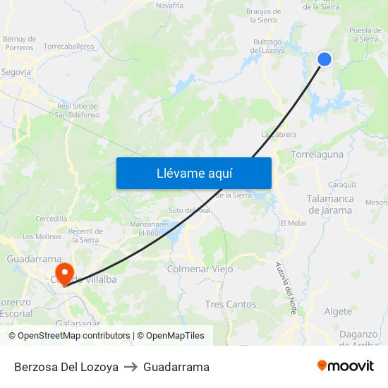 Berzosa Del Lozoya to Guadarrama map