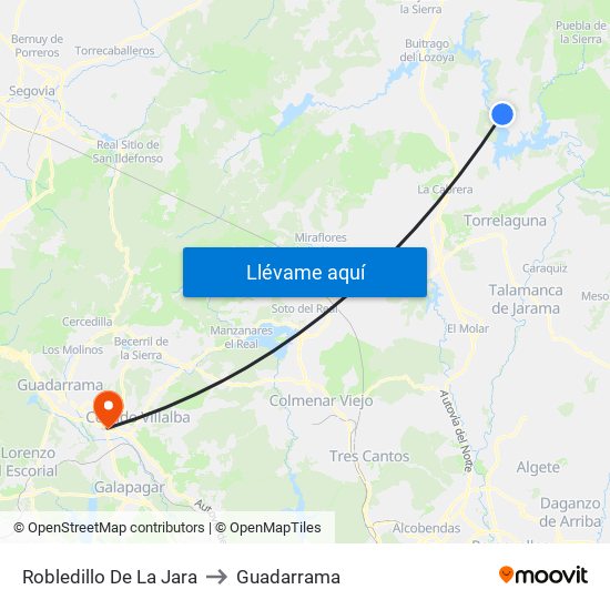 Robledillo De La Jara to Guadarrama map