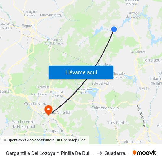 Gargantilla Del Lozoya Y Pinilla De Buitrago to Guadarrama map