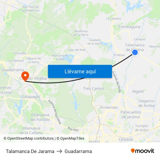 Talamanca De Jarama to Guadarrama map