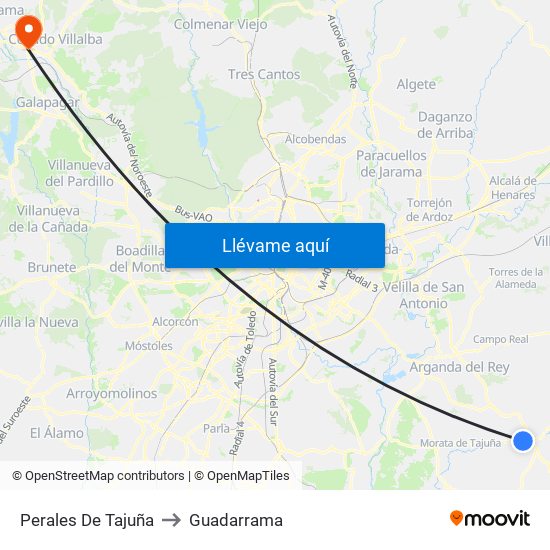 Perales De Tajuña to Guadarrama map