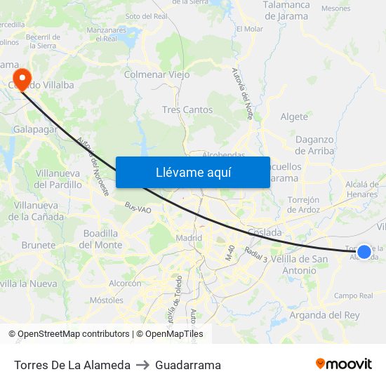 Torres De La Alameda to Guadarrama map