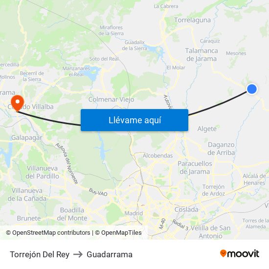 Torrejón Del Rey to Guadarrama map