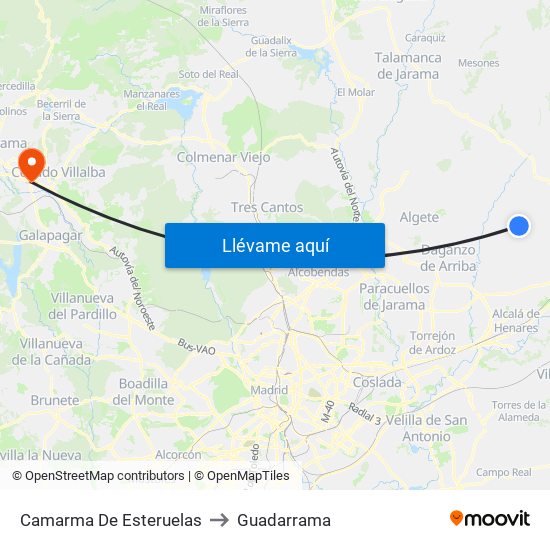 Camarma De Esteruelas to Guadarrama map
