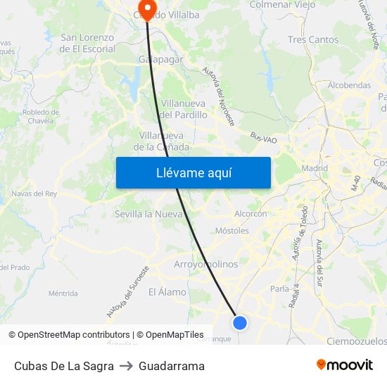 Cubas De La Sagra to Guadarrama map
