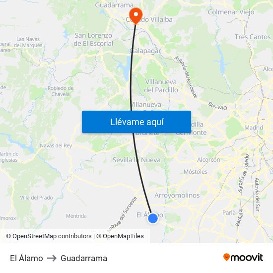 El Álamo to Guadarrama map
