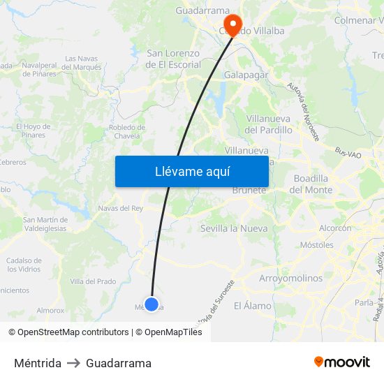 Méntrida to Guadarrama map