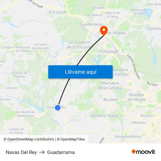 Navas Del Rey to Guadarrama map