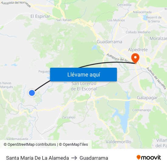 Santa María De La Alameda to Guadarrama map