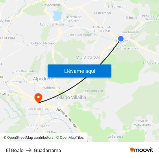 El Boalo to Guadarrama map