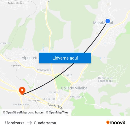 Moralzarzal to Guadarrama map