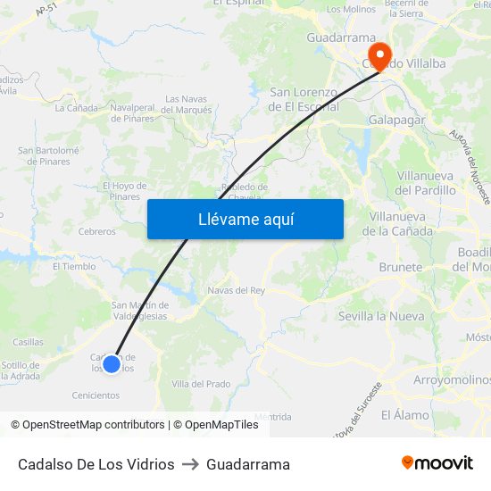 Cadalso De Los Vidrios to Guadarrama map