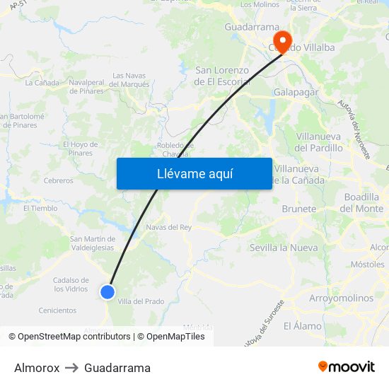 Almorox to Guadarrama map
