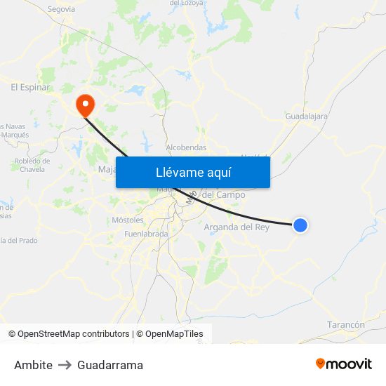 Ambite to Guadarrama map
