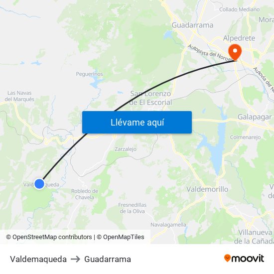 Valdemaqueda to Guadarrama map
