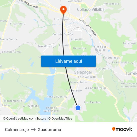 Colmenarejo to Guadarrama map