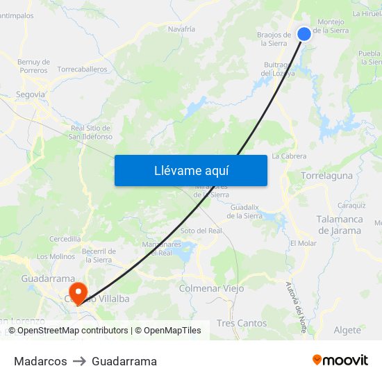 Madarcos to Guadarrama map