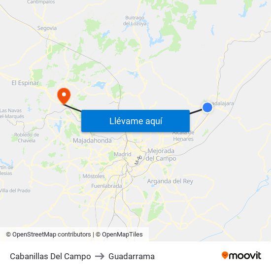 Cabanillas Del Campo to Guadarrama map