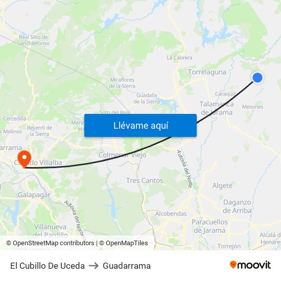 El Cubillo De Uceda to Guadarrama map