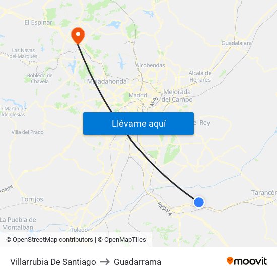 Villarrubia De Santiago to Guadarrama map