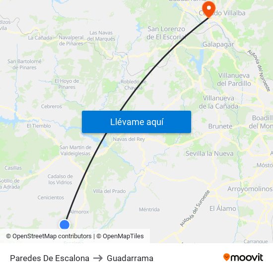 Paredes De Escalona to Guadarrama map