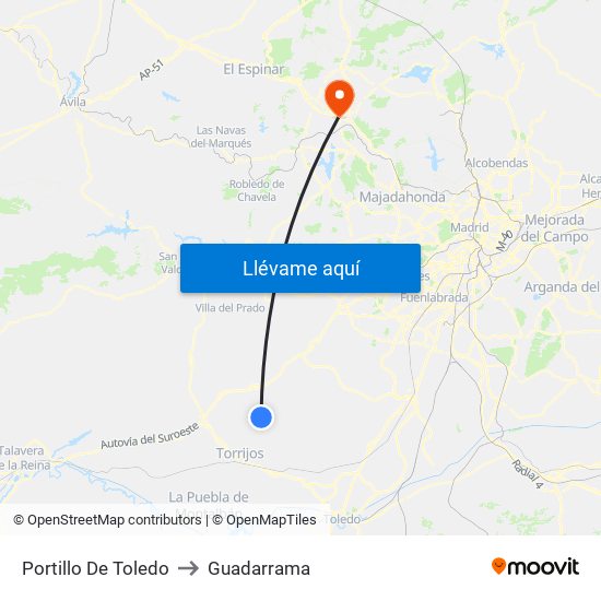 Portillo De Toledo to Guadarrama map