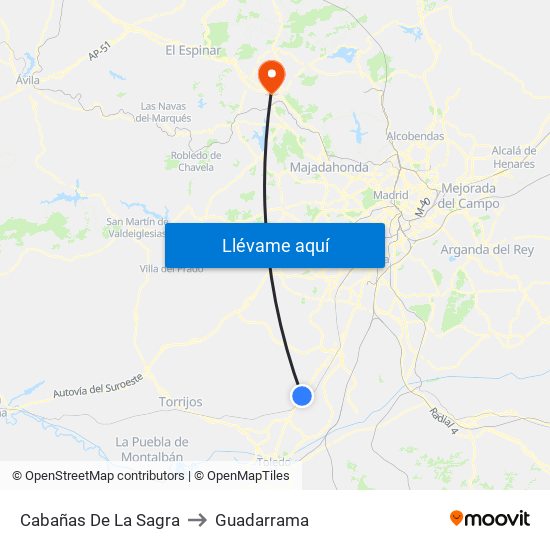 Cabañas De La Sagra to Guadarrama map