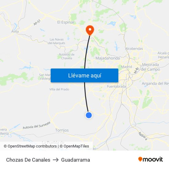 Chozas De Canales to Guadarrama map