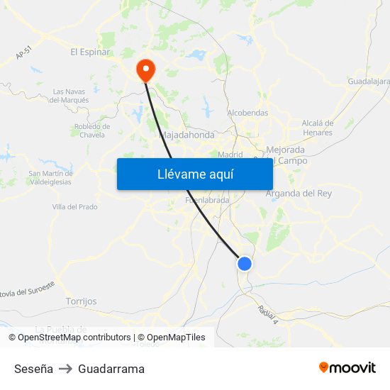 Seseña to Guadarrama map